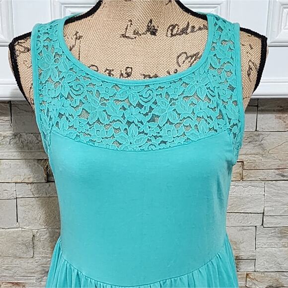 Torrid teal lace trimmed knit ruffled midi dress size 00 size 10 medium‎ - Picture 3 of 10